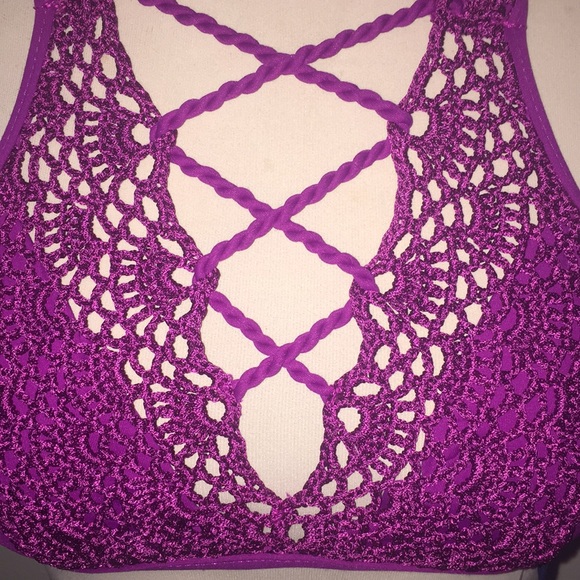 NWT Isabella Rose magenta knit bikini top size S - Picture 7 of 8